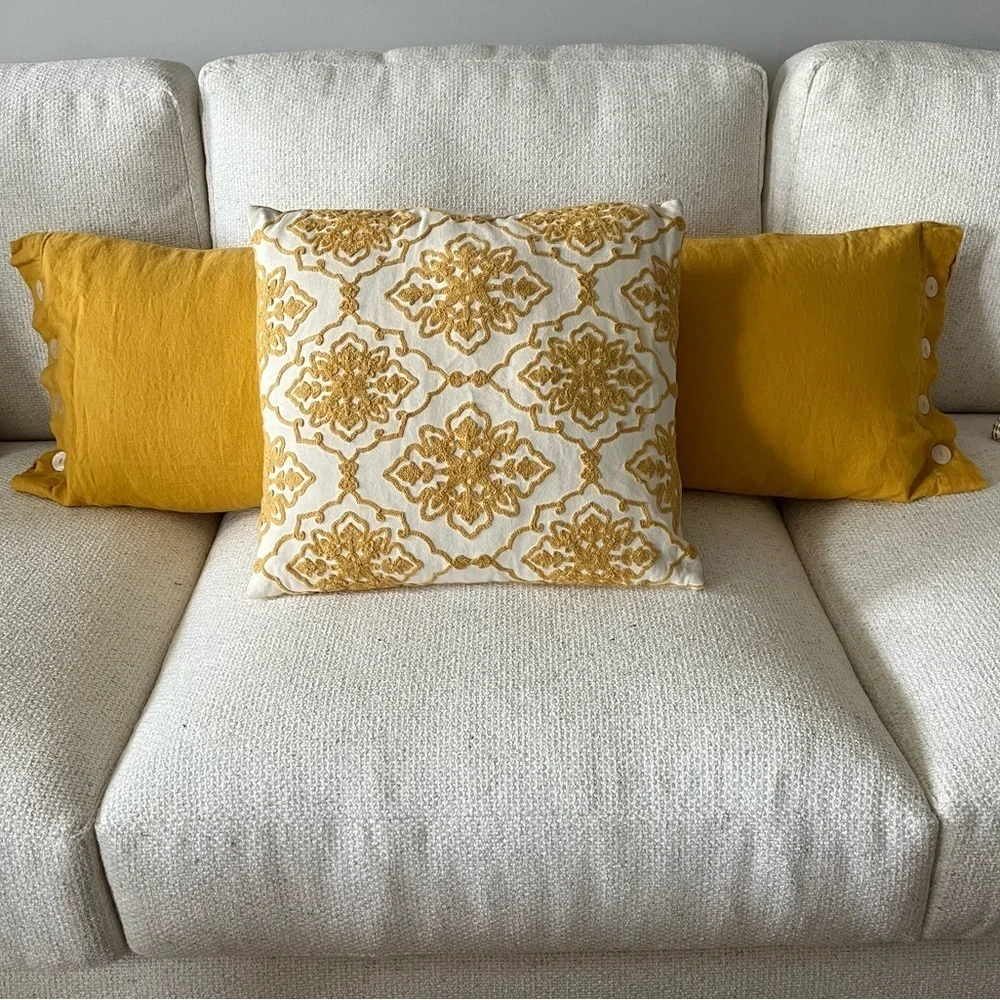 Serena & Lily 100% Linen Boothbay Sunflower 14”x40” Pillow Cover NWT Coastal